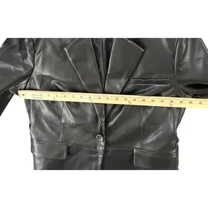 CAbi James Jacket Womens Medium Black Soft‎ Faux Leather Blazer Tailored #4495 thumbnail 5