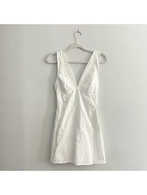 Princess Polly Florien Broderie Mini Dress in White thumbnail 2