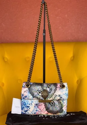 KURT GEIGER LONDONMini Fabric Kensington Bag Crossbody Peacock Bird Purse Gold thumbnail 3