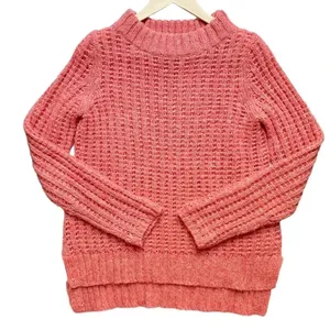 Anthropologie Field Flower Waffle Stitch Coral Pink Sweater thumbnail 2