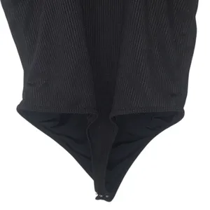 KN Klassy Network Large Black Ribbed Bram Bodysuit Snap-Button thumbnail 5