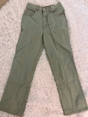 Vintage Green High Waisted Jeans Size XS 25 Waist Straight Leg Minimalist thumbnail 1