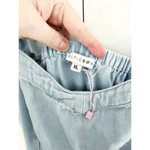 Baltic Born Madison Light Wash Denim Jumpsuit Ruffle Wide Leg Cottagecore XL thumbnail 6