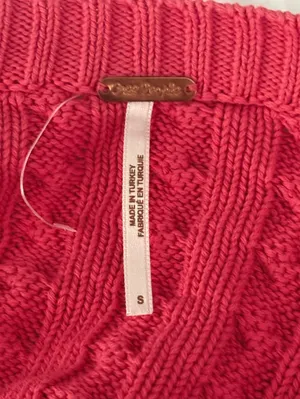 Free People Tuesday Cable Crop Sweater in Red thumbnail 4