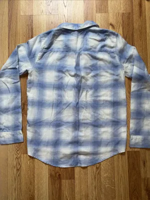 Hollister Women’s Light Blue and White Plaid Flannel Pajama Set thumbnail 5