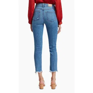 Paige Cindy High‎ Rise Straight Leg Jeans Mel Destroyed Raw Hem 24 thumbnail 2
