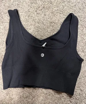 90 Degree By Reflex Black Ribbed Seamless Crop Tank thumbnail 1