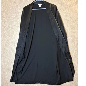 Victoria’s Secret Satin Midi Robe XS/S Black Wrap Kimono Long Sleeve thumbnail 4
