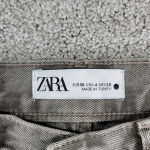 Zara The Straight Cropped Womens Jeans US 4 / EU 36 Khaki Med Wash Mid Rise New thumbnail 3