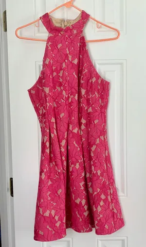 Lulus Seasons Of Love Fuchsia Lace Halter Skate Dress thumbnail 2