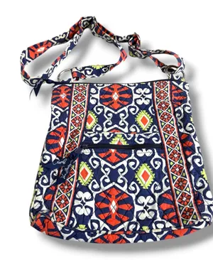 Vera Bradley Original Zip Hipster Crossbody‎ Bag Sun Valley Quilted Navy Orange thumbnail 1