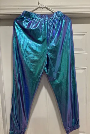 Allegra K Metallic Holographic Jogger Pants – Wome thumbnail 1