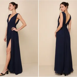 LULUS Prom Wedding Bridesmaid Flowy Romantic Heavenly Hues Navy Maxi Dress thumbnail 2