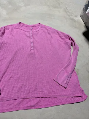 Aerie offline Pink Waffle Henley Long-Sleeve Shirt medium thumbnail 5