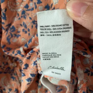 Cleobella Pink Blue Floral Peasant Blouse Button Down Cotton Women's size Small thumbnail 9