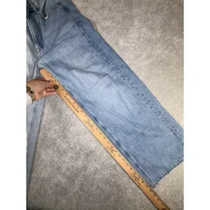 American Eagle Jeans Size 6 Short Wide Leg Baggy Distressed Skater Jeans 2 Tone thumbnail 3