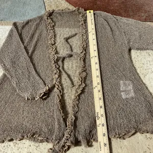 Live From Bali Cottagecore Open Knit Ruffle‎ Trim Tie Front Cardigan Shrug OS thumbnail 2