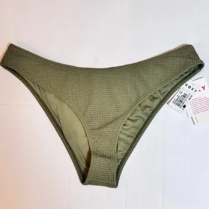 Roxy Essaouira Oil Green Textured High Leg Bikini Bottom L NWT Low Rise Beach thumbnail 9