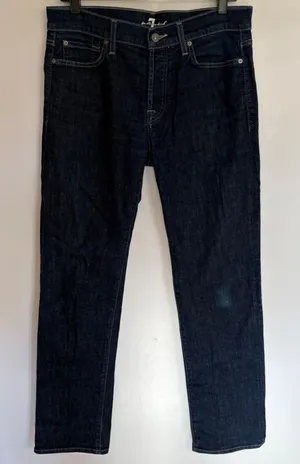 7 For All Mankind Standard Straight Leg‎ Dark Wash Jeans Size 33 Button Fly thumbnail 1