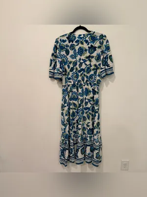 Fig + Flower Blue Green Floral Maxi Dress L thumbnail 9