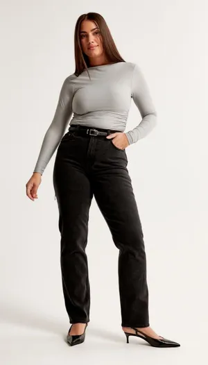 Abercrombie 90s Straight Jean Curve Love Ultra High Rise Jean Size 25 (0 Reg) thumbnail 1