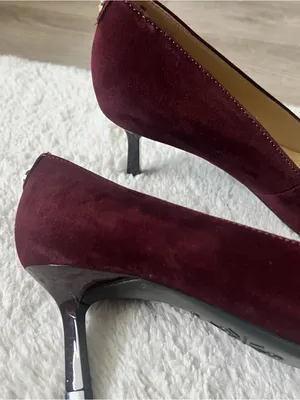 Nine West Burgundy Suede Heels size 6 thumbnail 7