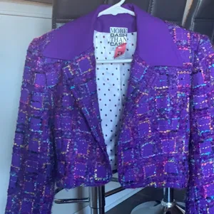 Vintage More Dash Than Cash Bouclé Purple Cropped Jacket thumbnail 1