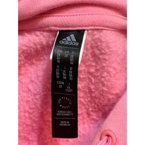 Adidas Pink Fleece Hoodie Sweatshirt Logo Graphic Pullover Womens 2X thumbnail 2