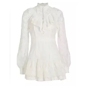 NWT LoveShackFancy Trisha RuffledLace Mini Dress in True White Sz‎ 4$495 thumbnail 4