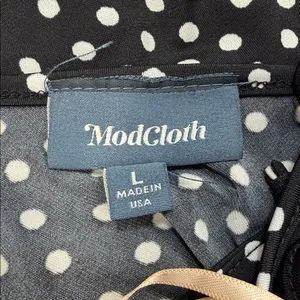 Modcloth Black Polka Dot It's a Go Tie Shoulder V Neck Ruffle Hem Midi Dress thumbnail 8