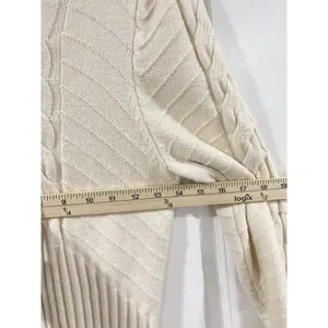 Marled Cream Cable Knit Mock Neck Sweater M Cozy Chunky Ribbed Winter Pullover thumbnail 7