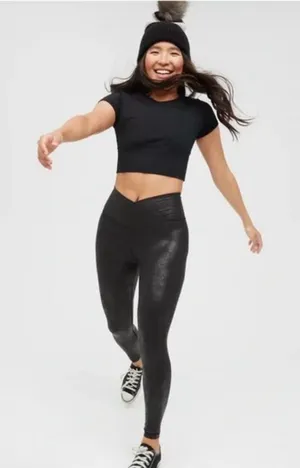 Offline by Aerie Black Shiny Leggings thumbnail 1