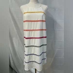Entro Striped Sleeveless Shift Dress High Neck Colorful Preppy Spring Womens S‎ thumbnail 2