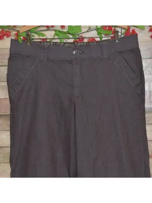 Lee No Gap Waistband Pants Womens 16 M Brown Straight Leg Stretch Cotton Trouser thumbnail 2
