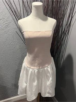 🌸Meshki Nude And White Strapless Mini Dress Size Xxl🌸 thumbnail 2