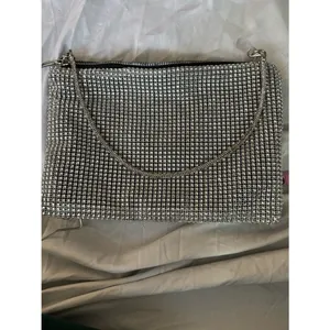 Source Unknown Silver Rhinestone Mesh Shoulder Bag Y2K Evening Purse Sparkly Wedding Party thumbnail 4