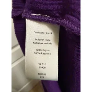 Coldwater Creek Womens Purple Crinkle Rayon Wide‎ Leg Pants XS Lettuce Hem Boho thumbnail 7
