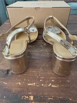 NEW! J. Crew T-Strap Heels Metallic Gold Block Heel thumbnail 7
