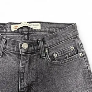 Women’s washed out black vintage Harley Davidson straight leg jeans thumbnail 2