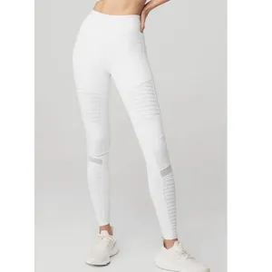 Alo moto leggings white high rise mesh panel size small yoga thumbnail 2