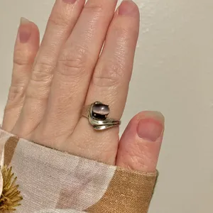 Purple Glass Faux Star Sapphire Silver Victorian Ring “Tabitha” Dark Femme Classic Jewelry thumbnail 14