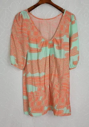 Needle‎ & Thread Women's Orange & Green Shift Dress thumbnail 1