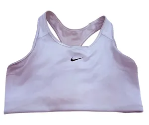 Nike Dri-Fit White Swoosh Halter Sports Bra Size Large thumbnail 1