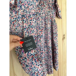 NWT Lulus Express Yourself Blush Pink Floral Print Satin Babydoll Dress Party L thumbnail 7