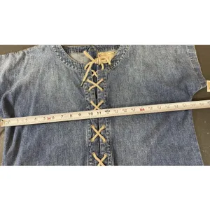NWT Polo Ralph Lauren Denim Dress Womens 10 Lace Up Bust Blue Chambray Boho thumbnail 13