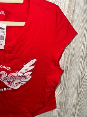 True Religion Red Graphic Wing Logo Crop Tee thumbnail 4