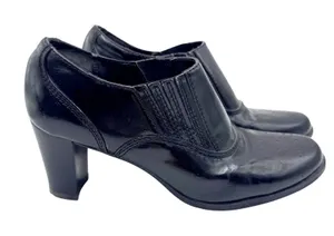Etienne Aigner 8 Black Booties Women's Heeled Ankle Boots Oxford Brogue Detail‎ thumbnail 1