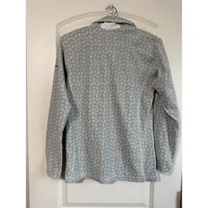 Columbia Sweater Womens Medium Gray White Quarter Zip Soft Fleece‎ Pullover Cozy thumbnail 3