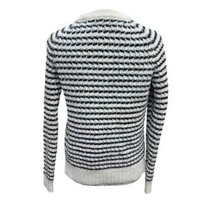 Theory Innis B‎ Loryelle Wool Sweater Black White Textured Stripe D1011730 thumbnail 6