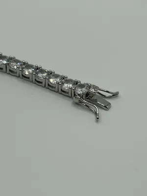 Real Silver 5mm Tennis Bracelet Moissanite VVS1 D Mens Iced 8 Inch High Quality thumbnail 4